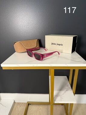 Palm Angels Translucent Fuchsia Rectangular Sunglasses
